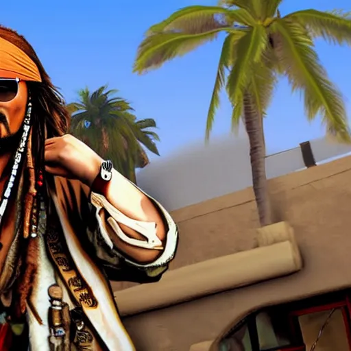 Image similar to jack sparrow wearing aviators gta 5 cover art