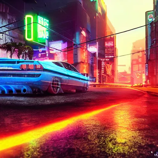 Prompt: a 3 d rendered in unreal engine guatemalan cyberpunk city with neon ads and signs with evocative dramatic mood with blade runner vibe with cars with motion blur with depth of field with bloom with lightshaft with volumetric lights, fog, by scott robertson, oscar winning graphics, photo realistic, bloom, imax, dynamic lighting, artstation, 3 d video game