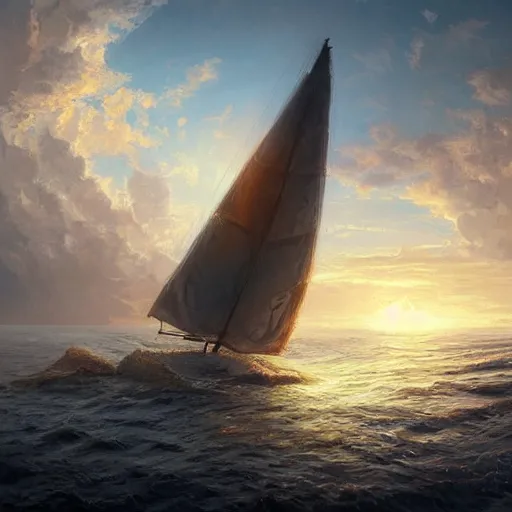 Prompt: sailing, sunset , highly detailed, illustration, fantasy art, in the style of greg rutkowski, epic, fantasy, intricate, hyper detailed, artstation, concept art, smooth, sharp focus, ray tracing