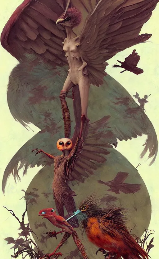 Image similar to anthro bird creature painting by chiara bautista, beksinski and norman rockwell and greg rutkowski weta studio, and lucasfilm