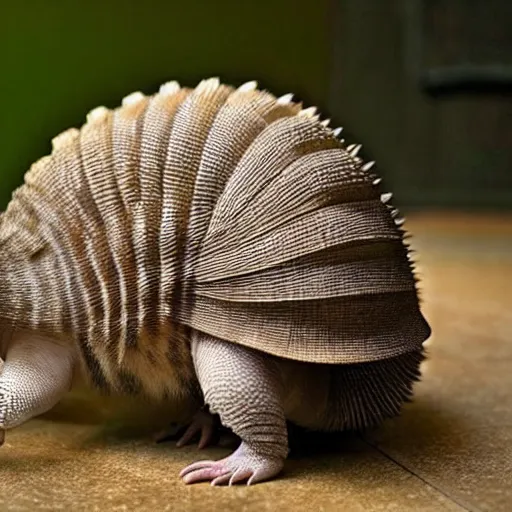 Prompt: an armadillo - cat - cat - hybrid, animal photography