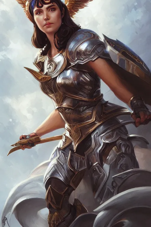 Image similar to amazon valkyrie athena, d & d, fantasy, portrait, highly detailed, headshot, digital painting, trending on artstation, concept art, sharp focus, illustration, art by artgerm and greg rutkowski and magali villeneuve