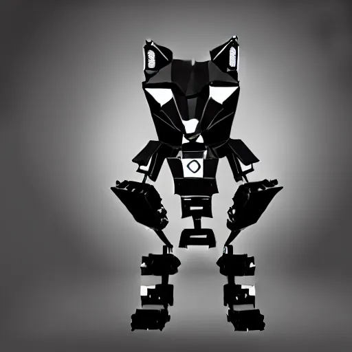 Prompt: rare classified photo, black & white, studio lighting, brightly lit room, standing low poly fox bear, cyborg, hybrid, wood and metal, steampunk