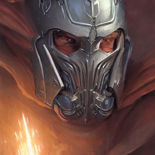 Image similar to the doomslayer as a void knight and as a realistic d & d fantasy character, closeup portrait art by donato giancola and greg rutkowski, vintage retro, realistic face, digital art, trending on artstation, symmetry!!