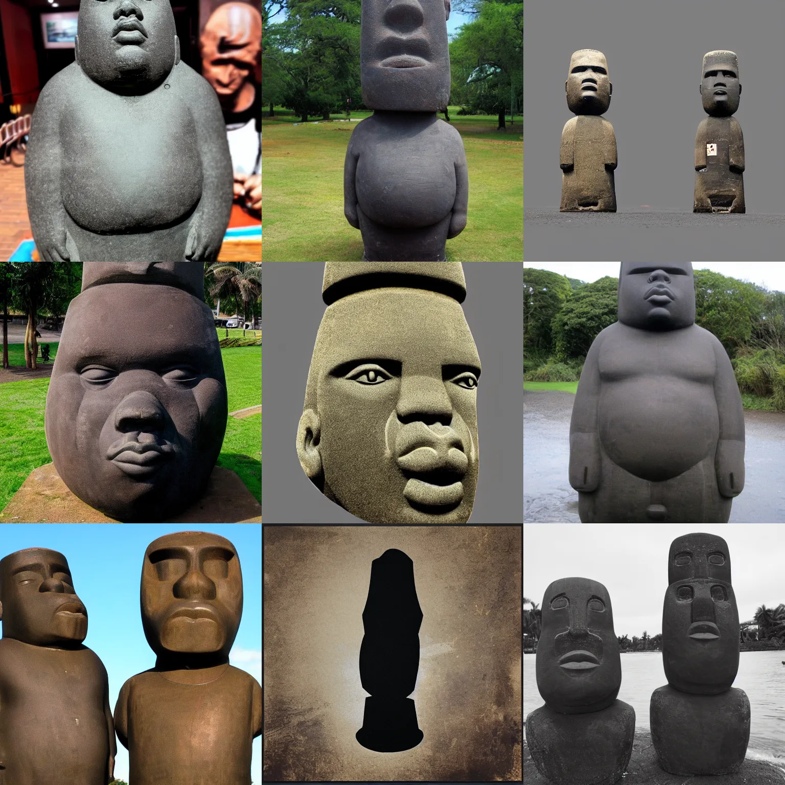 Prompt: the notorious big moai