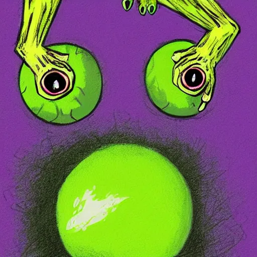 Image similar to a tennis ball monsters, colorful, digital art, fantasy, magic, chalk, trending on artstation, ultra detailed, professional illustration by basil gogos