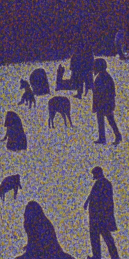 Image similar to a film still of ghost dog by jim jarmusch 1 9 9 9 movie, painted by georges seurat, impressionism, pointillism, detailed