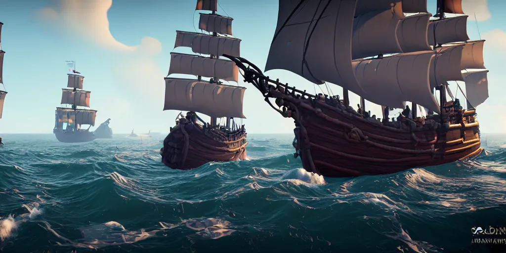 Image similar to grand maritime union in sea of thieves, sea of thieves screenshot, unreal engine, digital art, storm