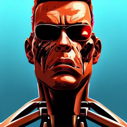 Image similar to face icon stylized minimalist the terminator, loftis, cory behance hd by jesper ejsing, by rhads, makoto shinkai and lois van baarle, ilya kuvshinov, rossdraws global illumination