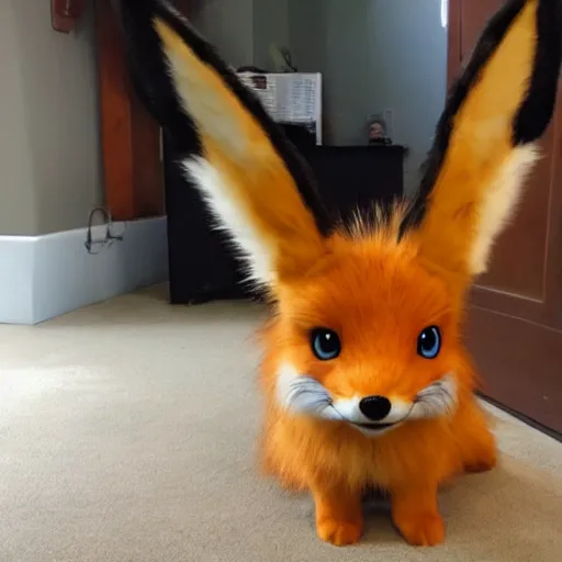 Prompt: a photo of a real life Eevee,Pokemon,Fox real life size