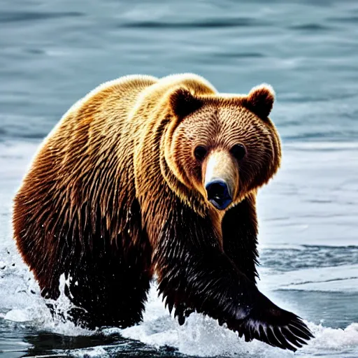 Prompt: ultra realistic photograph of a grizzly bear eating a fish, ultraHD, award winning, Pulitzer