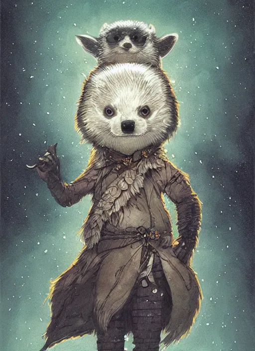 Prompt: a fantasy chibi illustration portrait of an anthropomorphic badger mage, by victo ngai, by stephen gammell, by george ault, artstation