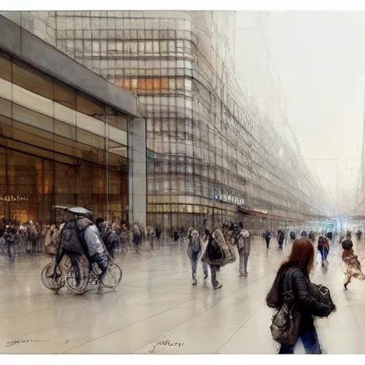 Image similar to (((2030s Interior of a Samsung Microsoft Apple flagship store muted colors.))) by Jean-Baptiste Monge !!!!!!!!!!!!!!!!!!!!!!!!!!!