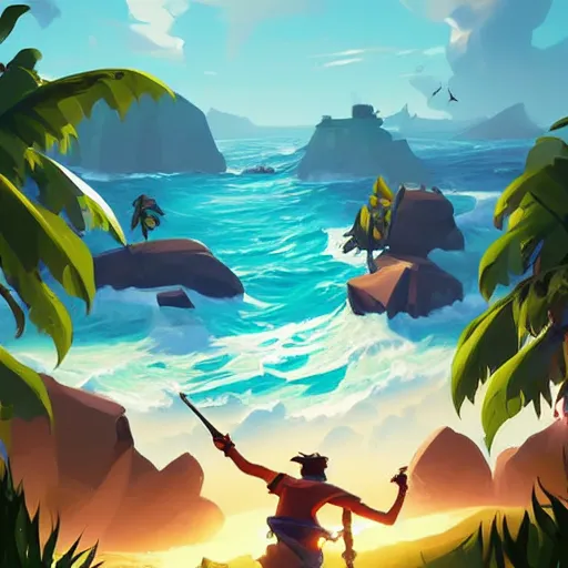 Image similar to painting treasure on sea of thieves game smooth median photoshop filter cutout vector, behance hd by jesper ejsing, by rhads, makoto shinkai and lois van baarle, ilya kuvshinov, rossdraws global illumination