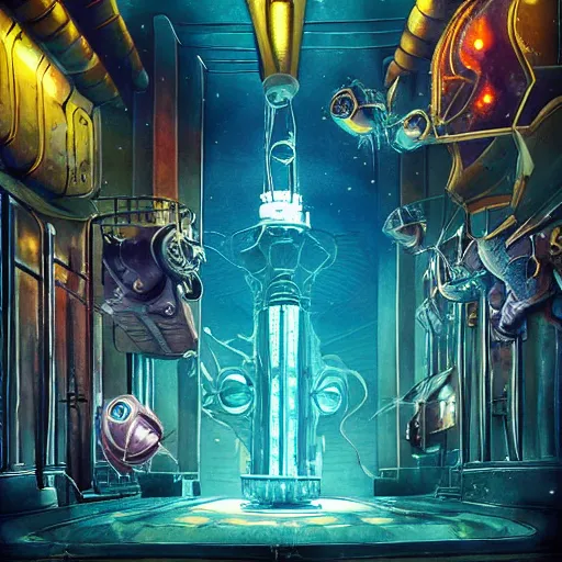 Image similar to bioshock underwater city, 1 9 5 0 s sci - fi art