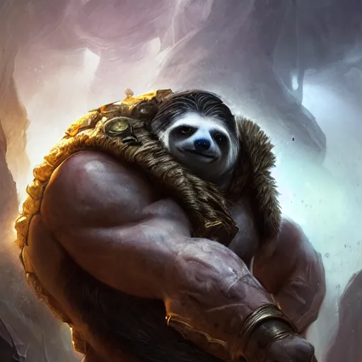 Prompt: portrait of sloth! as zeus the god of thunder, league of legends amazing splashscreen artwork, gears of war, splash art, natural light, elegant, photorealistic facial features, intricate, fantasy, detailed face, atmospheric lighting, anamorphic lens flare, cinematic lighting, league of legends splash art, hd wallpaper, ultra high details by greg rutkowski