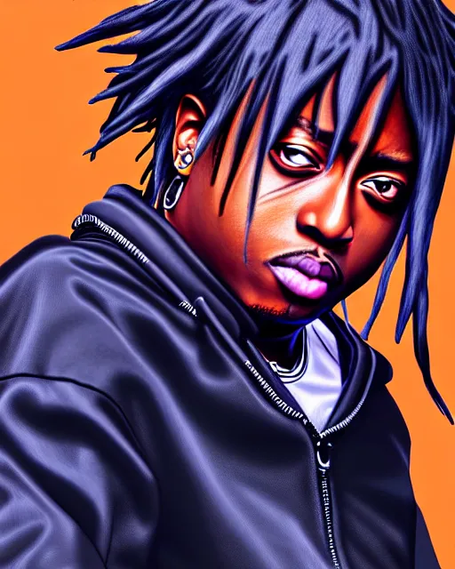 Image similar to juice wrld rapper rockstar legend highly detailed photo realistic naruto digital art