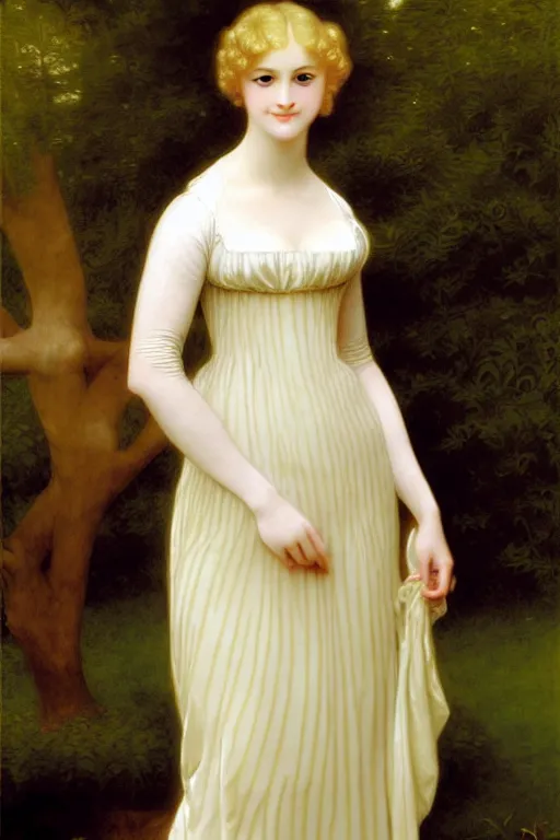 Image similar to jane austen blondie blond albino in rich dress, painting by rossetti bouguereau, detailed art, artstation