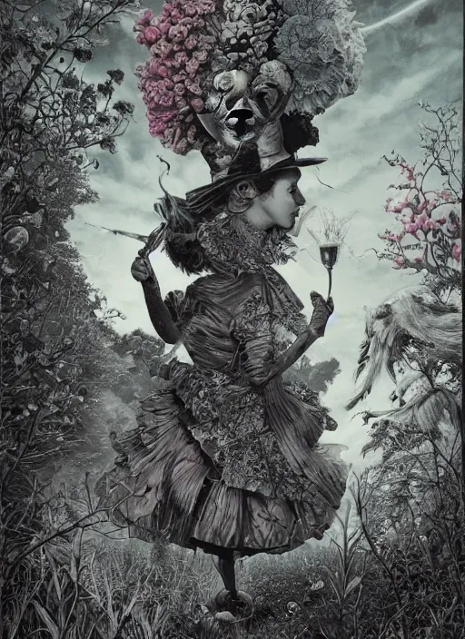 Image similar to Alice in Wonderland painting by Dan Hillier, trending on artstation, artstationHD, artstationHQ, 4k, 8k