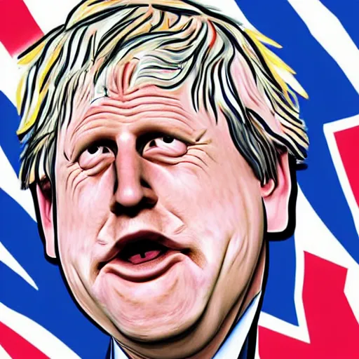 Prompt: Alegria illustration of boris johnson