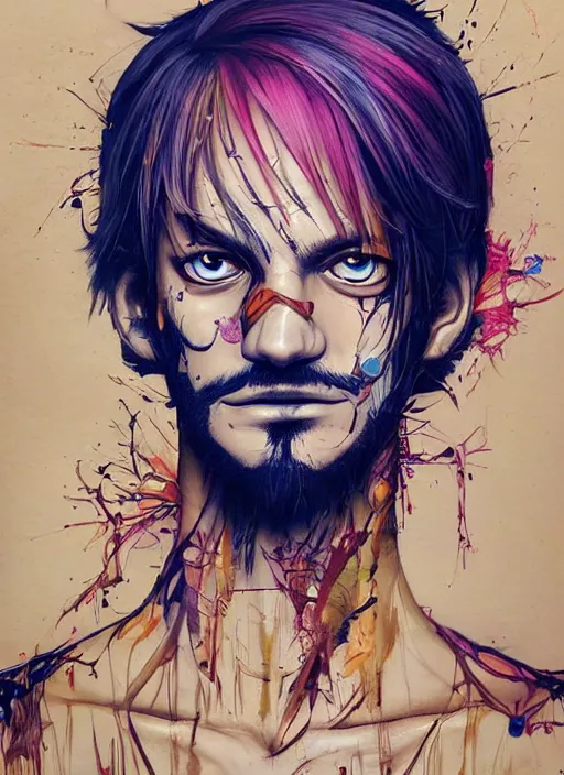 Prompt: beautiful portrait of Sanji Onepiece, by Tristan Eaton, Stanley Artgermm, Tom Bagshaw, Greg Rutkowski, Carne Griffiths. trending on DeviantArt, face enhance, hyper detailed, trending on Artstation, 8k, masterpiece, graffiti paint, fine detail, full of color, intricate detail, golden ratio illustration