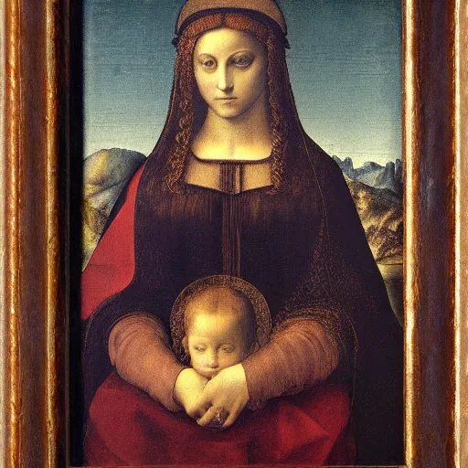 Image similar to a portrait of madonna, art by leonardo da vinci