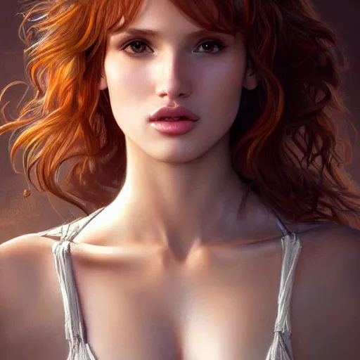 Image similar to ultra realistic illustration, bella thorne as 7 or 9, intricate, elegant, highly detailed, digital painting, artstation, concept art, smooth, sharp focus, illustration, art by artgerm and greg rutkowski and alphonse mucha