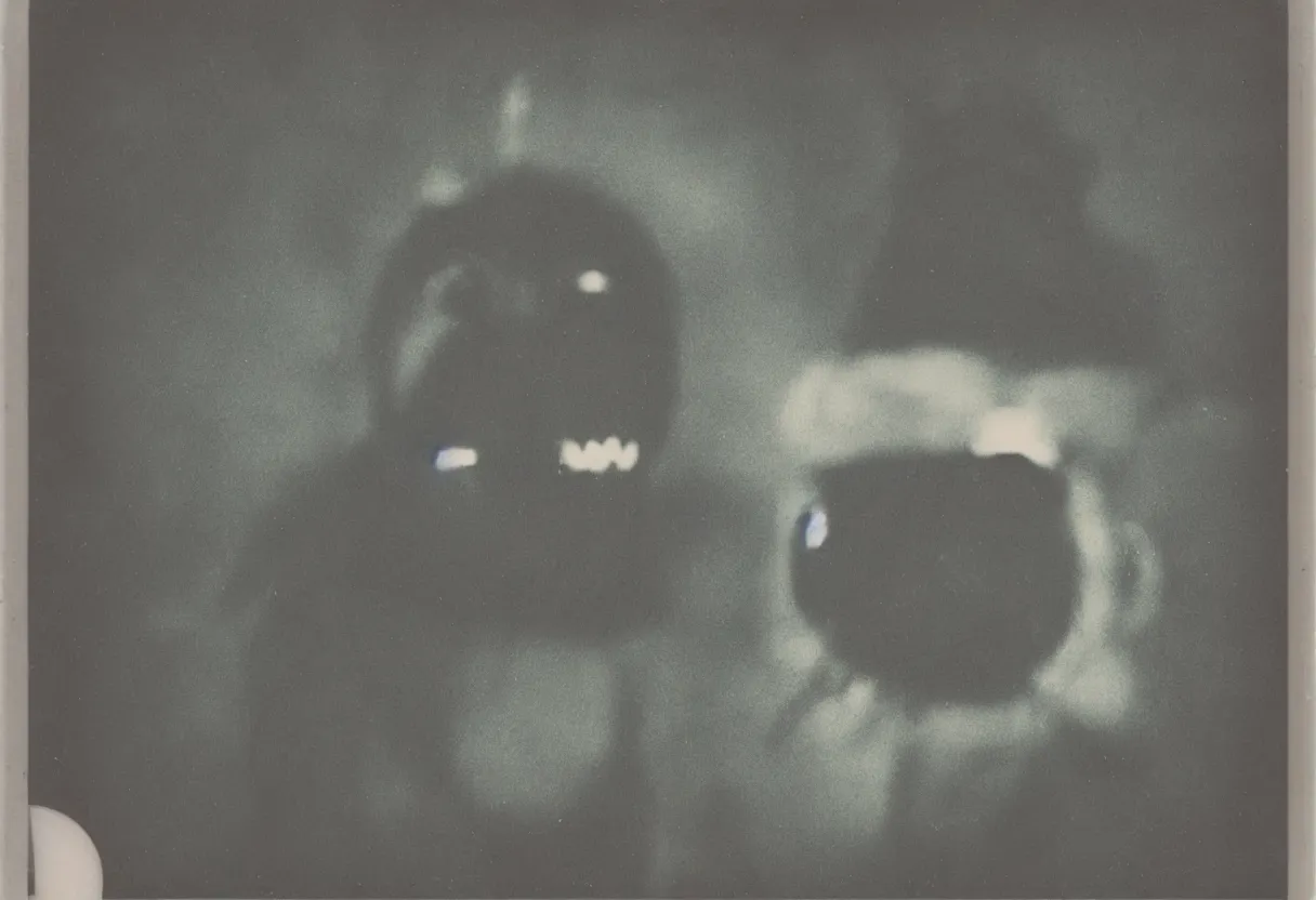 Prompt: horrible monster caught on film vintage polaroid