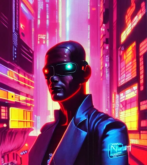 Image similar to a portrait of a cyberpunk denizen, Night City, cyberpunk 2077, very very coherent painting, 1979 OMNI Magazine Cover, street level neo-Tokyo in ((Cyberpunk Red)) style by Vincent Di Fate by mark arian by artgerm, 4k, 8k, HD, trending on artstation