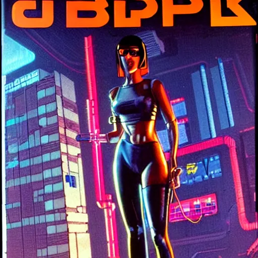 Image similar to cable plugged into cyberdeck, right temple, cyberpunk woman, computer, 1 9 7 9 omni magazine cover, style by vincent di fate, cyberpunk 2 0 2 0