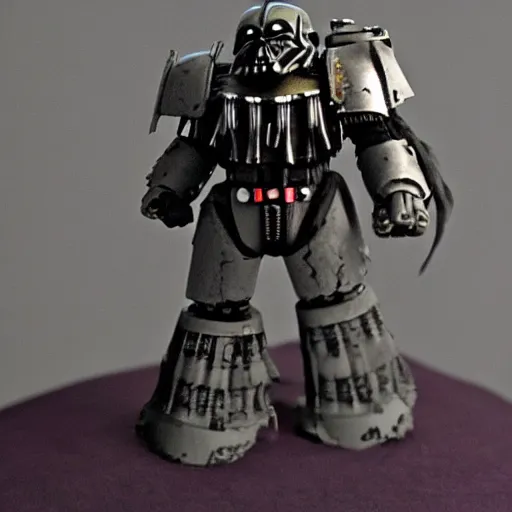 Image similar to Davian Tull dreadnought from warhammer 40000 in the style of Darth Vader from star wars, realism, depth of field, focus on darth vader,