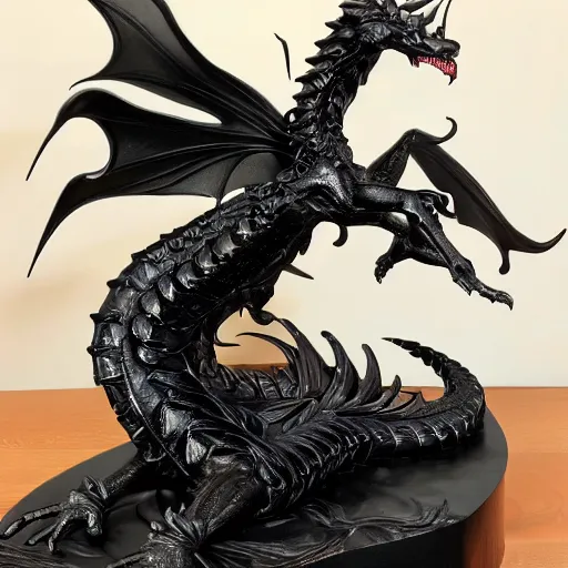 Image similar to statue of a black dragon, inexplicable cinematic, 8 k resolution, and behavior, and paint oil paint metal liquid metal sculpture