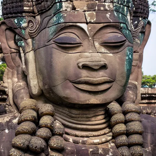 Prompt: angkor, asuras giant yaksha statues, front full body standing, holding snakes, photorealistic, photography hight quality, sharp, stones, award winning photography, canon, thierry rouzier