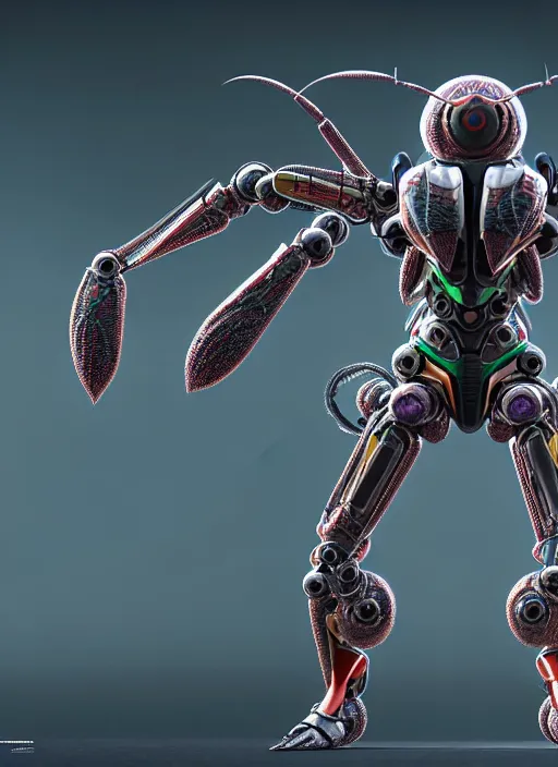 Image similar to kamen rider, mechanoid insects concept art, intricate detail, hyperrealistic art and illustration by irakli nadar and alexandre ferra, frostbite engine, unreal 5 engine highlly render, global illumination, detailed and intricate environment