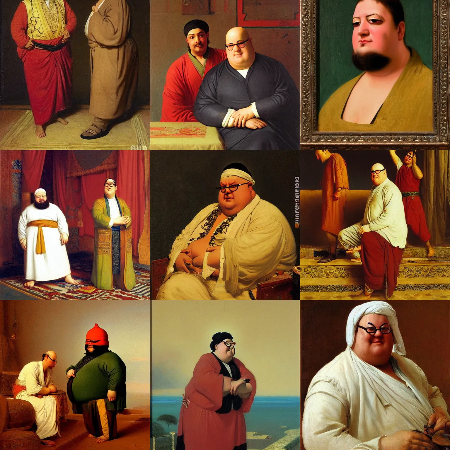 Prompt: orientalist painting of peter griffin portrait by jean - leon gerome and otto pilny and adrien henri tanoux