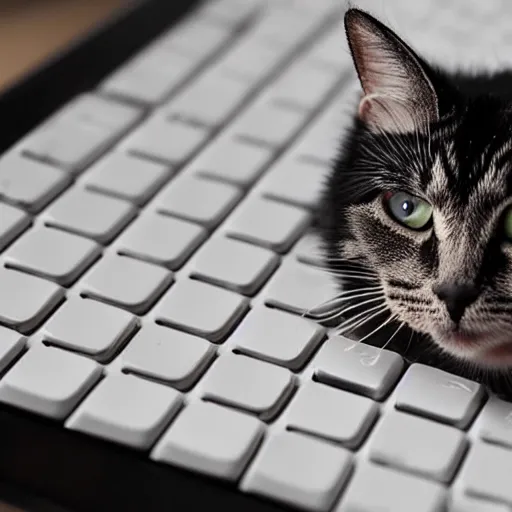 Prompt: cat hacking on a keyboard