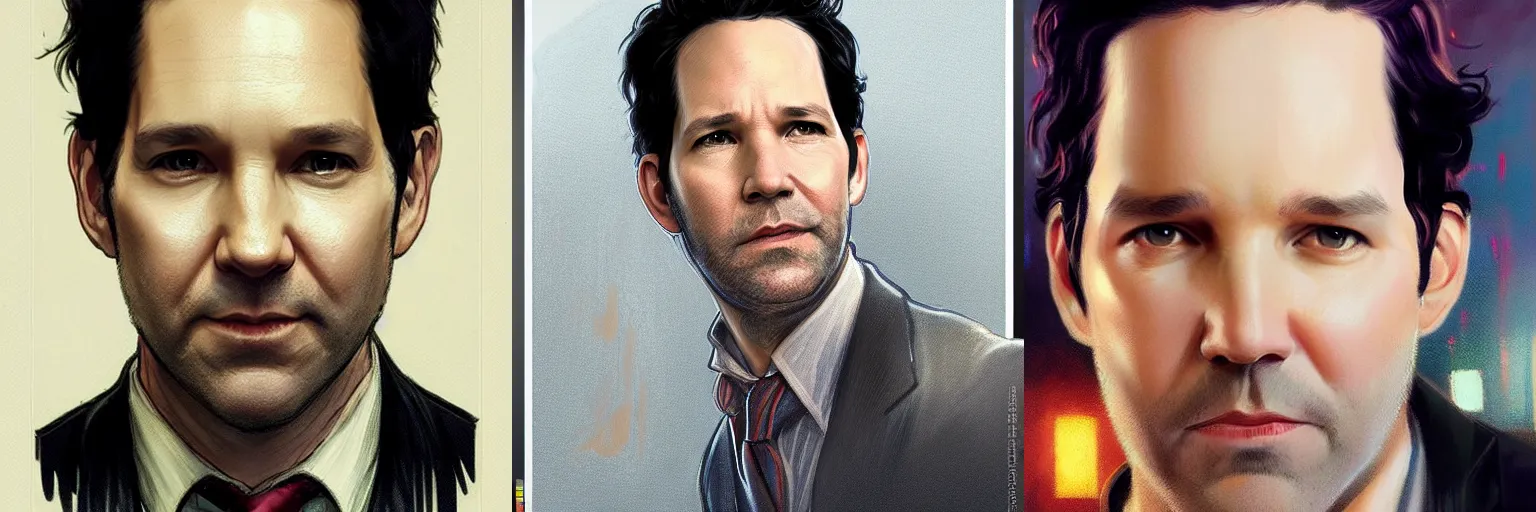 Prompt: portrait of Paul Rudd as a detective, highly detailed, digital painting, artstation, concept art, sharp focus, illustration, art by artgerm and greg rutkowski and alphonse mucha