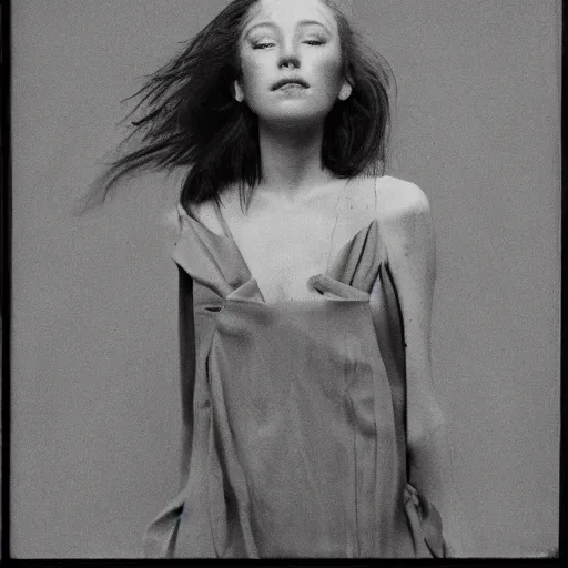 Image similar to half - length portrait of girl, fine art portrait photography by richard avedon