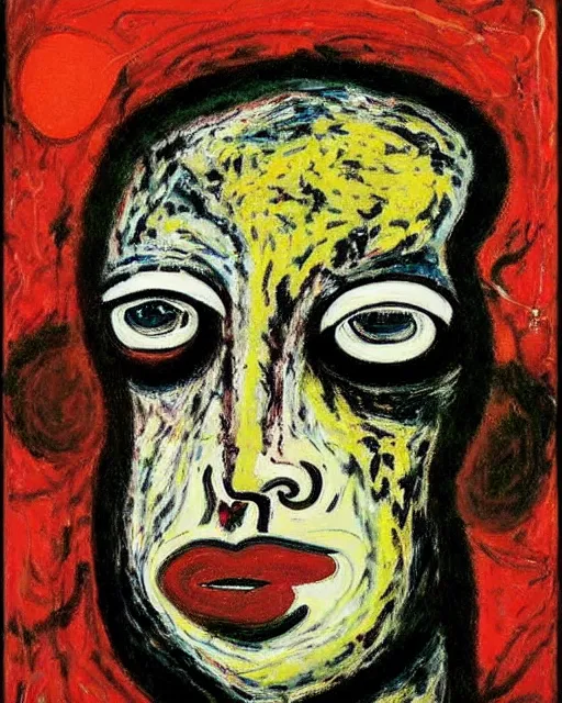 Image similar to portrait of a human face by Jackson Pollock