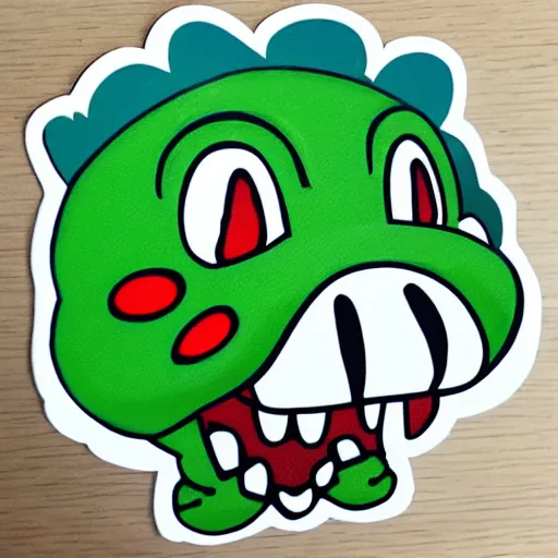 Image similar to symmetrical die cut sticker, yoshi from yoshi's island, splatter paint