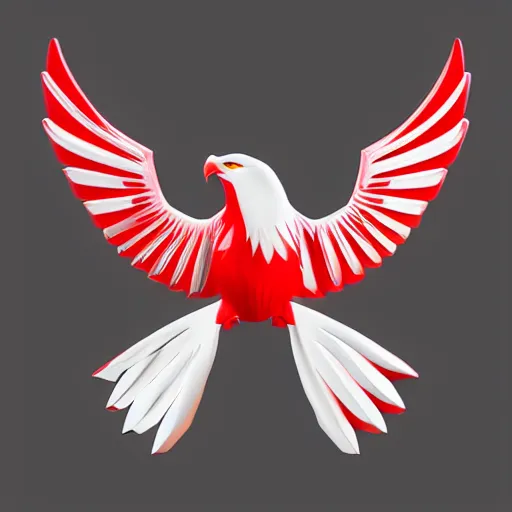 Image similar to 2 dimensional, vector, white eagle icon, red background, 2D, cgsociety, artstation, octane render