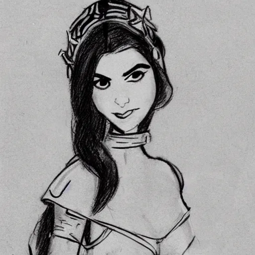 Image similar to milt kahl sketch of victoria justice as princess padme in star wars episode 3