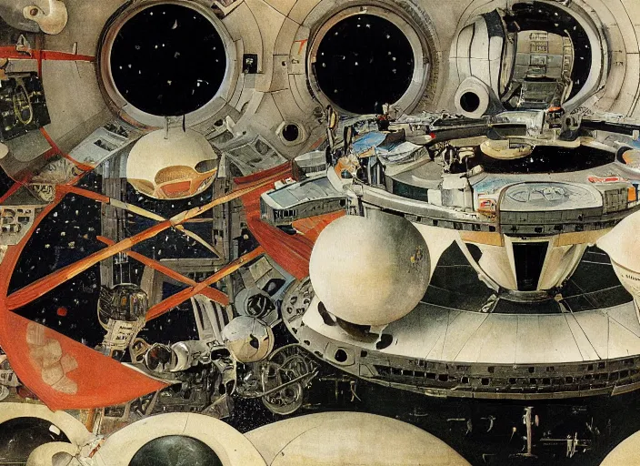 Prompt: an intricately detailed space station by Hieronymus Bosch and Syd Mead
