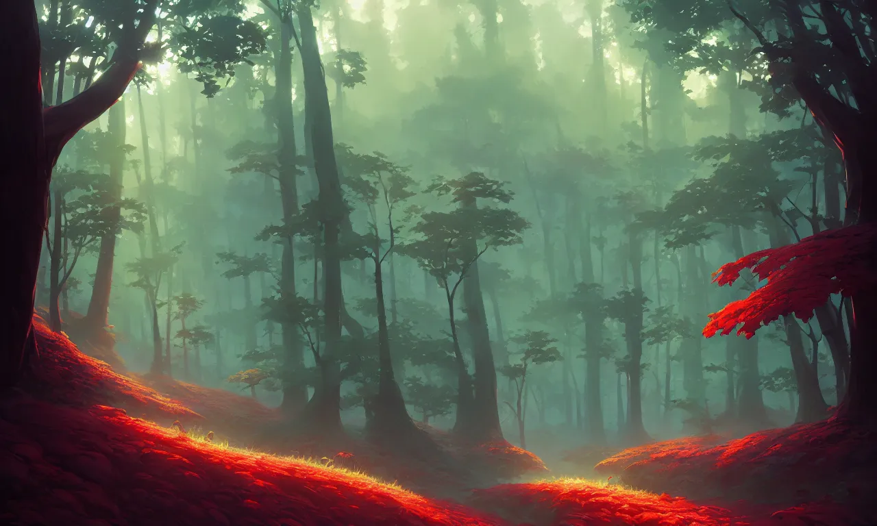 Image similar to Dark forest Strawberry bushes, behance hd by Jesper Ejsing, by RHADS, Makoto Shinkai and Lois van baarle, ilya kuvshinov, rossdraws global illumination