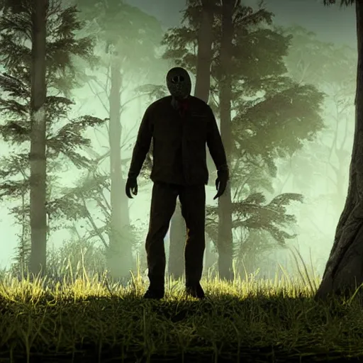 Prompt: Jason Voorhees in the woods unreal engine 5 4K detail