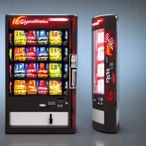 Image similar to concept art of a vending machine of emotion, emotion come with a cute packaging, realistic, octane render, unreal engine