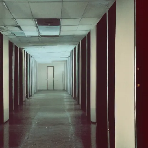 Prompt: the backrooms are empty except for that one replicant