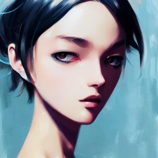 Image similar to elegant girl in urban outfit, cute fine face, rounded eyes, digital painting, fan art, pixiv, by Ilya Kuvshinov, katsuhiro otomo ghost-in-the-shell, magali villeneuve, artgerm, Jeremy Lipkin and Michael Garmash and Rob Rey