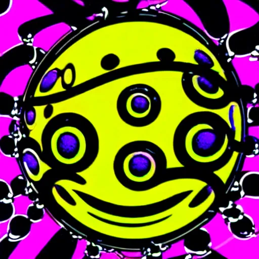Image similar to acid house music rave graphics psychedelic illustration smiley trippy ecstasy dnb jungle