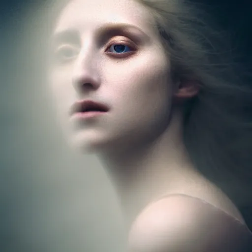 Prompt: photographic portrait of a stunningly beautiful alluring renaissance female ghost in soft dreamy light at sunset, smoke fog dust, god rays contemporary fashion shoot, by edward robert hughes, annie leibovitz and steve mccurry, david lazar, jimmy nelsson, breathtaking, 8 k resolution, extremely detailed, beautiful, establishing shot, artistic, hyperrealistic, beautiful face, octane render